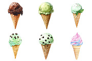 Summer Ice Cream Cones Clipart, an Illustration by Pixels.Craft (Thumbnail 2 of 6)