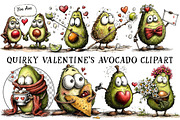 Quirky Valentine's Avocado Clipart, an Illustration by OK Design (Thumbnail 2 of 6)