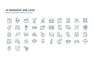 Romance And Love Icon Set