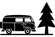 Camper Van and Pine Tree Silhouette, a Transportation Illustration by abu67222 (Thumbnail 7 of 13)