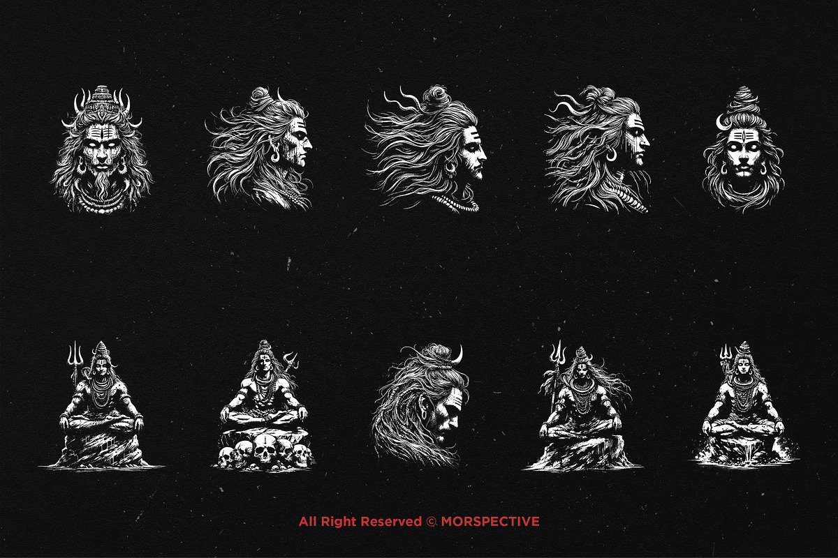 10 Bundle Dark Art Shiva God Hindu, an Illustration by Morspective (Photo 6 of 7)