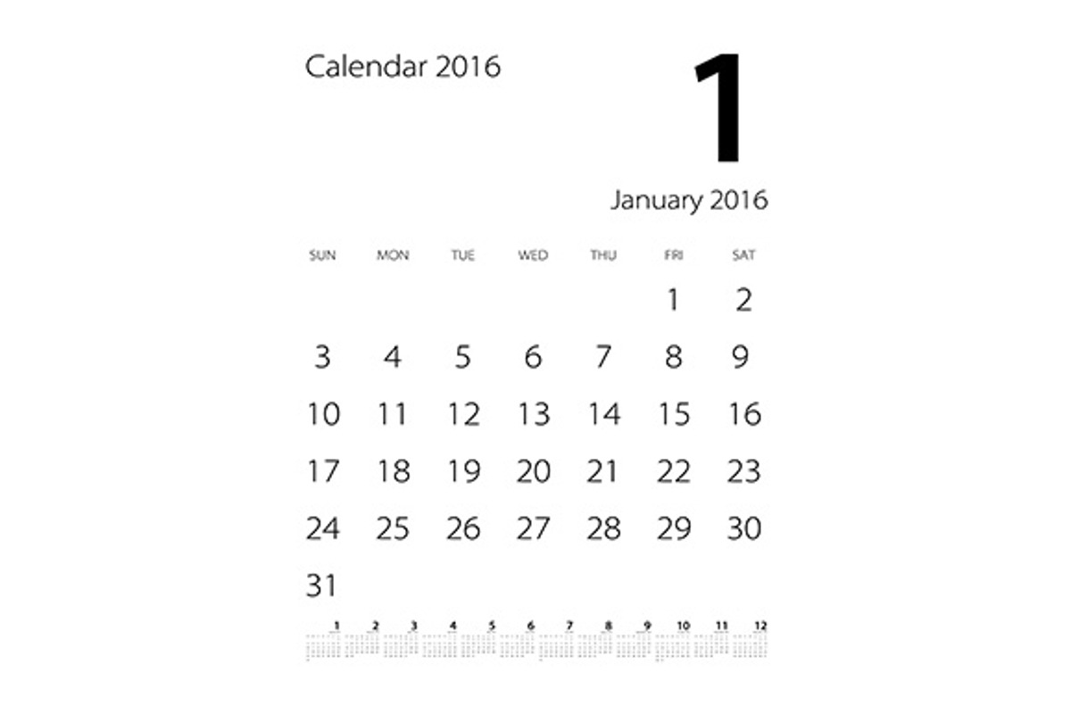 Calendar 2016 black & white, a Stationery Template by Rommeo79 (Photo 1 of 2)
