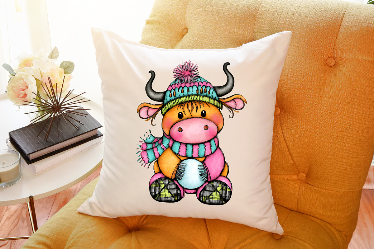 Whimsical Christmas Highland Cow Cli, an Illustration by Sublimation Artist (Photo 6 of 6)