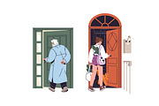 People enter and exit from doors set, a Person Illustration by PaperTrident (Thumbnail 3 of 8)