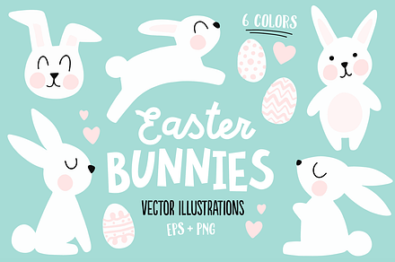 Easter Bunnies - Illustration Set