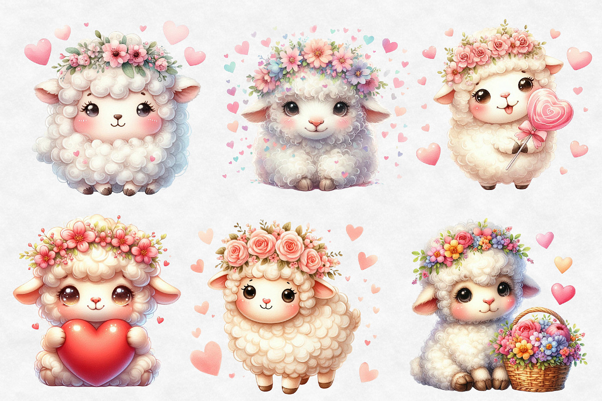 Cute Valentine Sheep Clipart, an Illustration by Designworld (Photo 2 of 6)