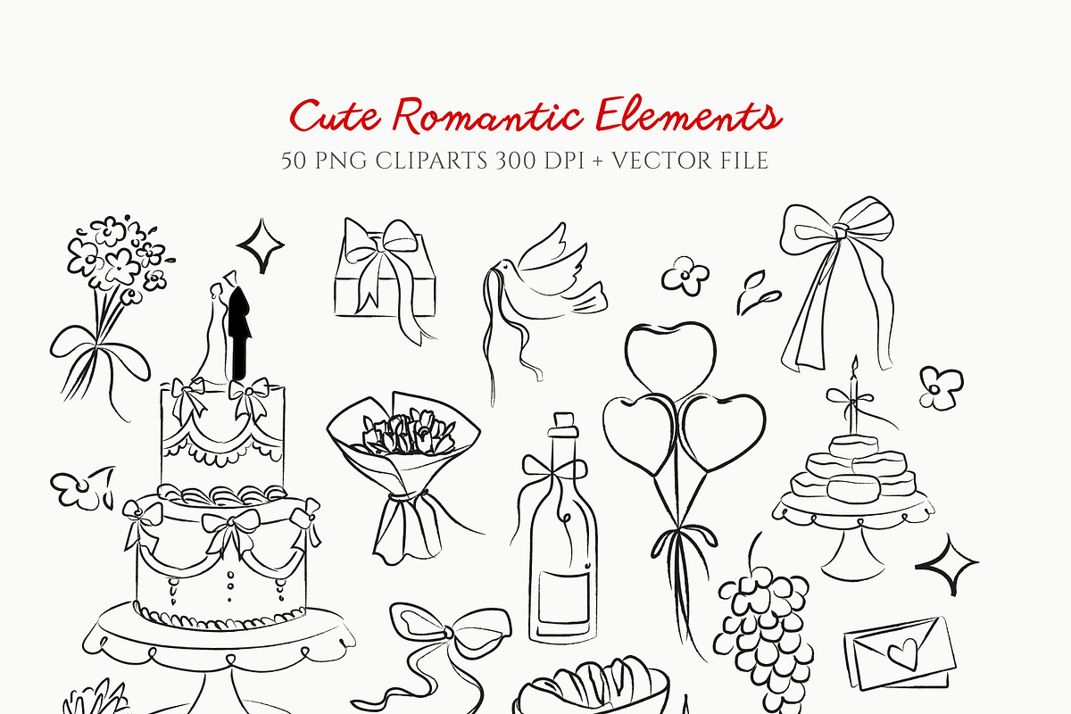 Cute romantic hand drawn collection, a Decorative Illustration by Artberriez (Photo 2 of 8)