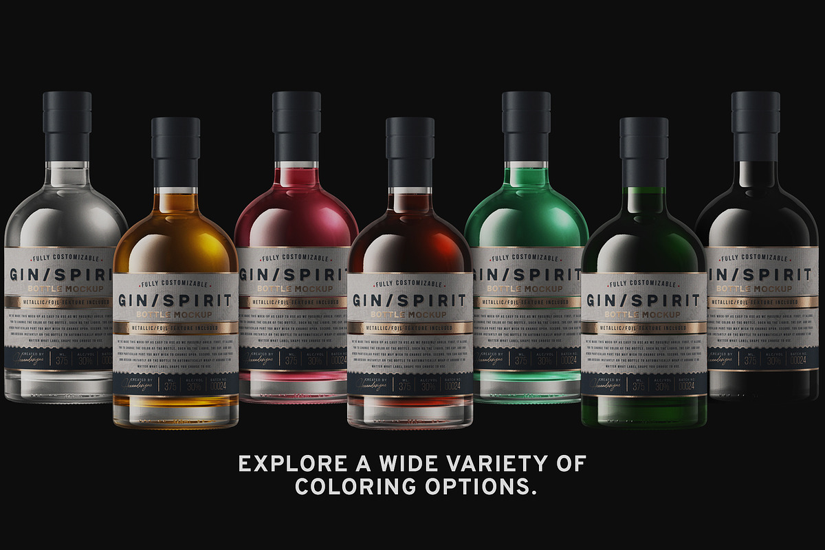 Gin Bottle Mockup V2, a Product Mockup by HexenDesigns (Photo 7 of 14)