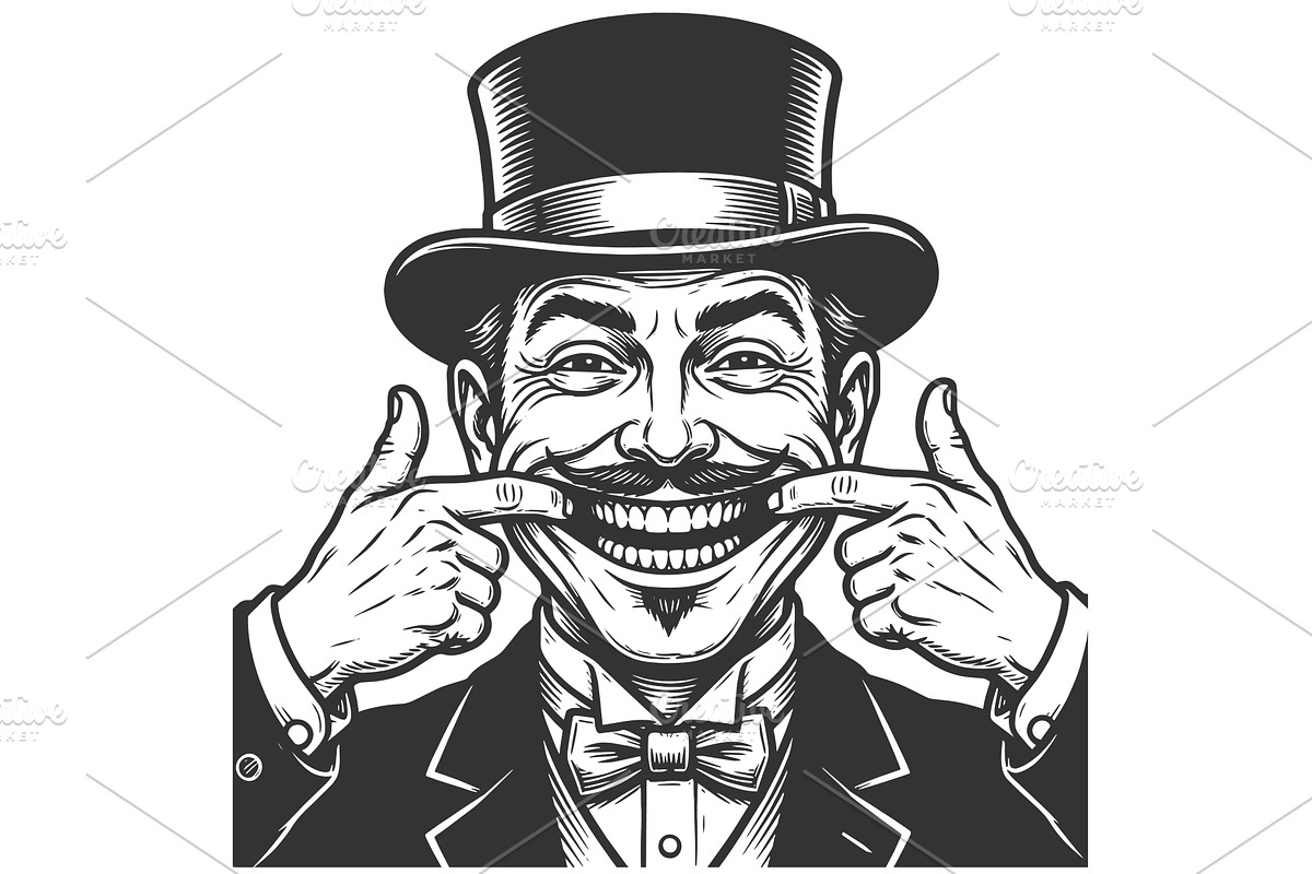 Grinning Gentleman Forcing Wide, a Person Illustration by AlexArt