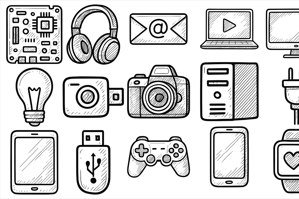 Technology Device Icons, an Object Graphic by nikagraphic
