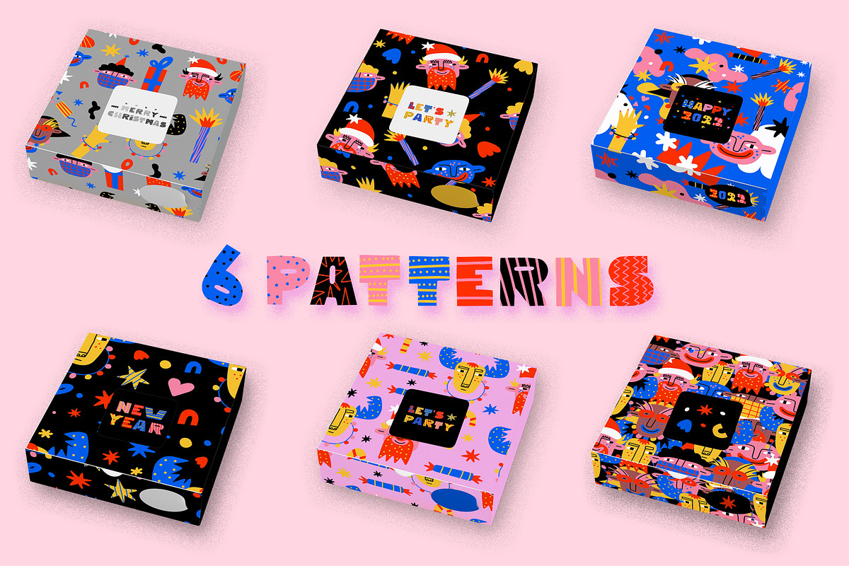 80s Christmas vibrant crazy stickers, an Illustration by okchizh (Photo 4 of 7)