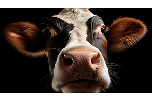 farm cow licking nose ai generated, an Animal Photo by pikepicture