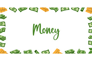 Money dollar cash horizontal outline, a Finance Illustration by GraphiShop