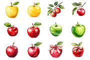 Watercolor Apple Clipart, an Illustration by Design Market (Thumbnail 2 of 4)