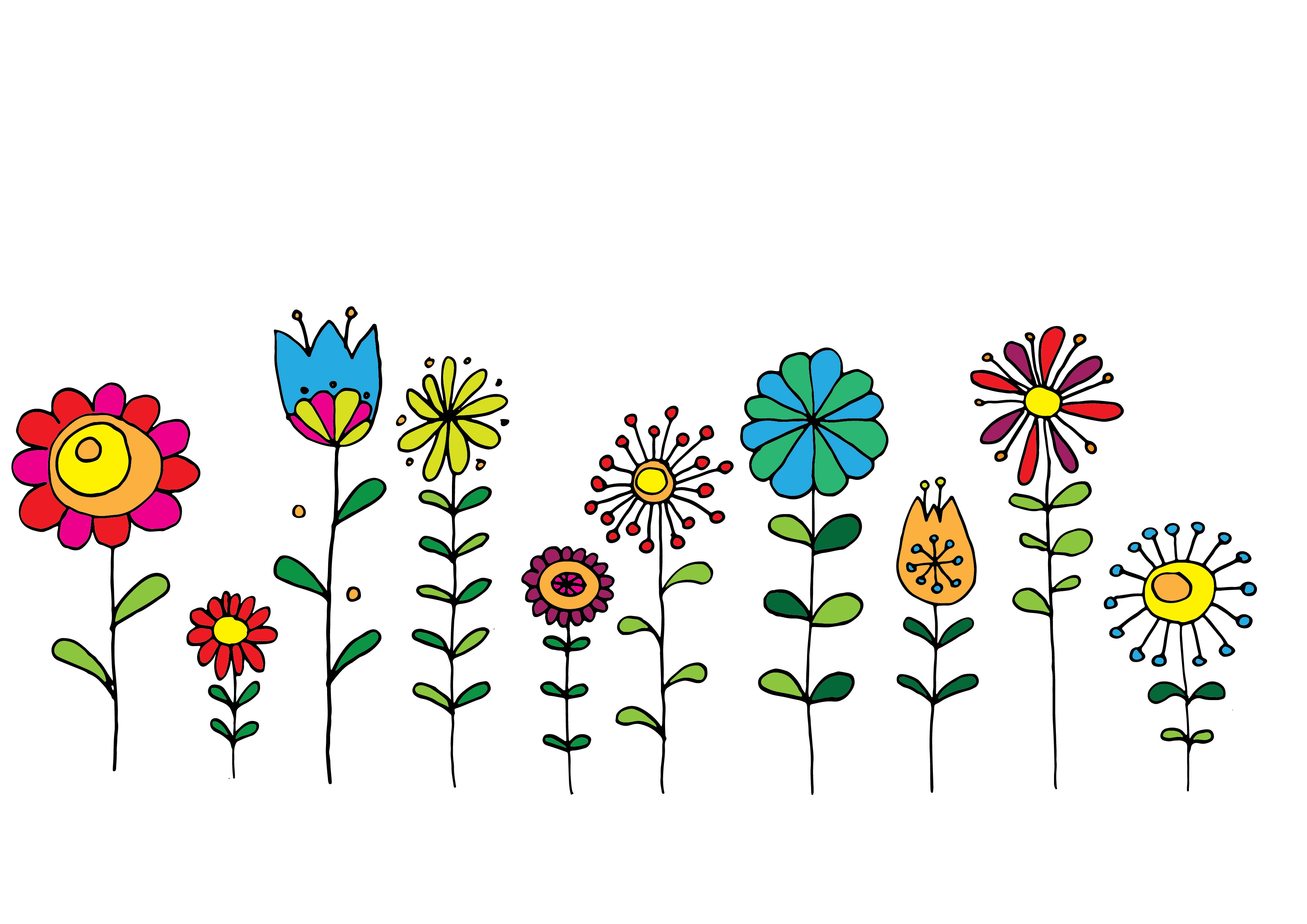 Hand drawn retro flowers, an Illustration by The Pattern Place