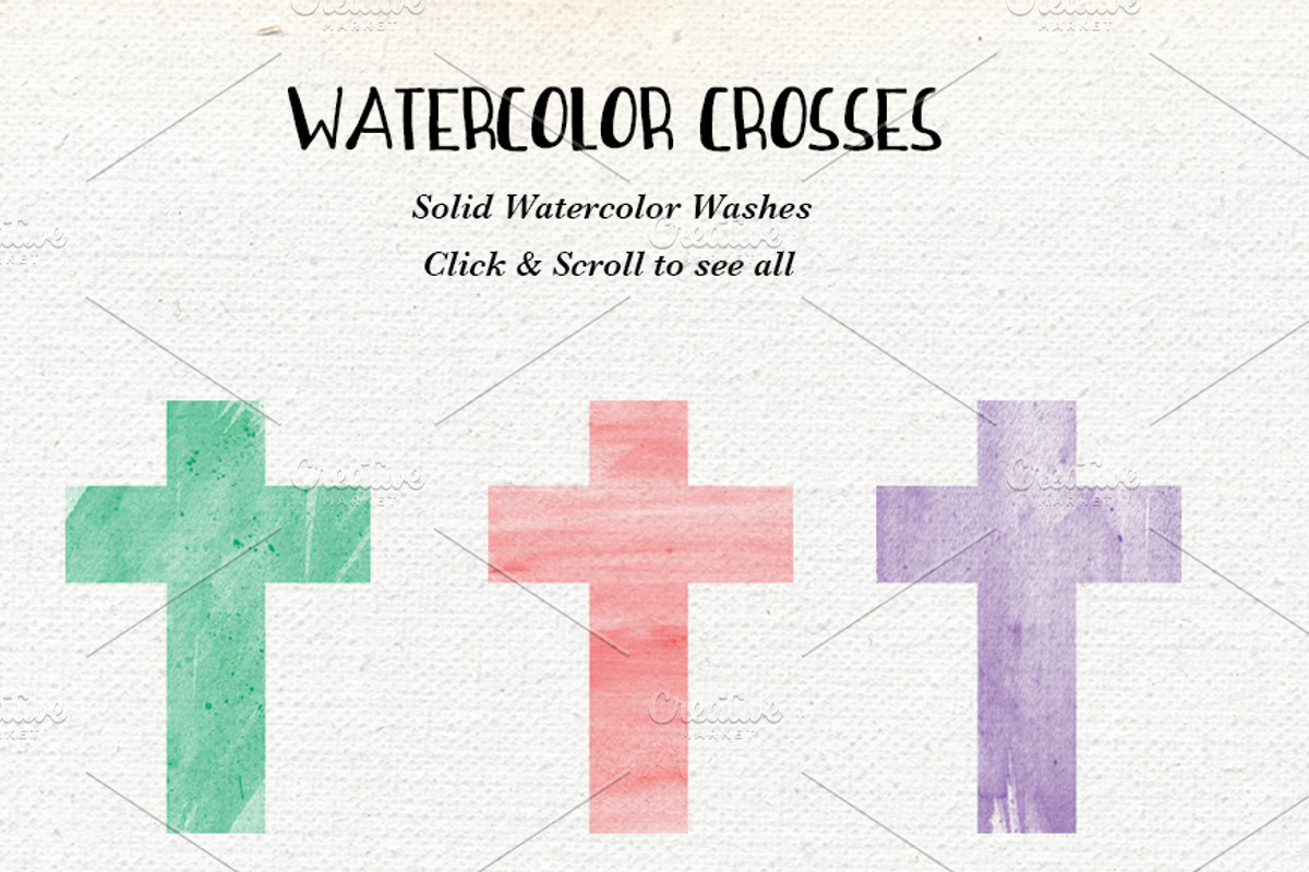 Watercolor Floral and Solid Crosses, an Illustration by La Bella Rue (Photo 2 of 4)