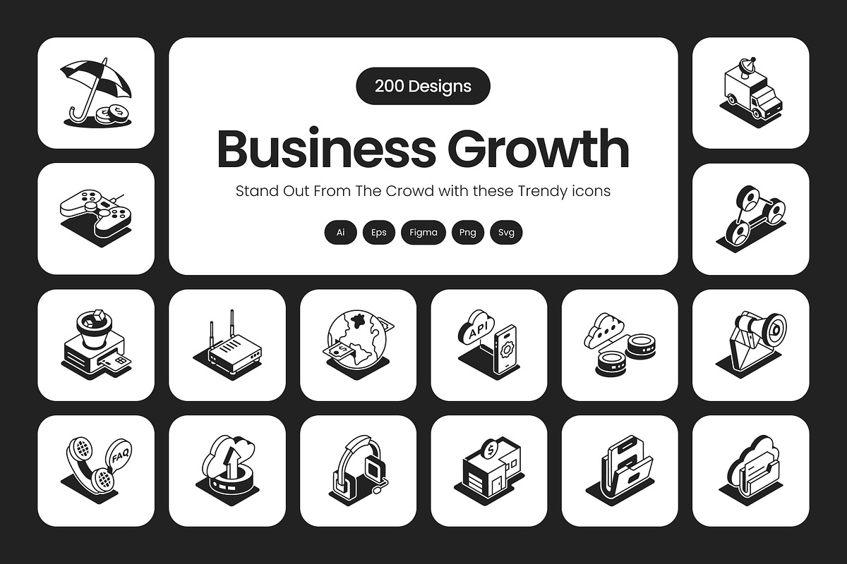 200 Business Growth Icons, an Outline Icon by Prosymbols (Photo 1 of 9)