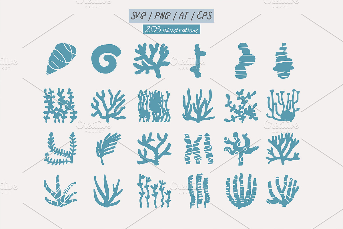 200+ OCEAN CLIPARTS - HAND DRAWN, a Seasonal Illustration by JuDesign (Photo 3 of 23)