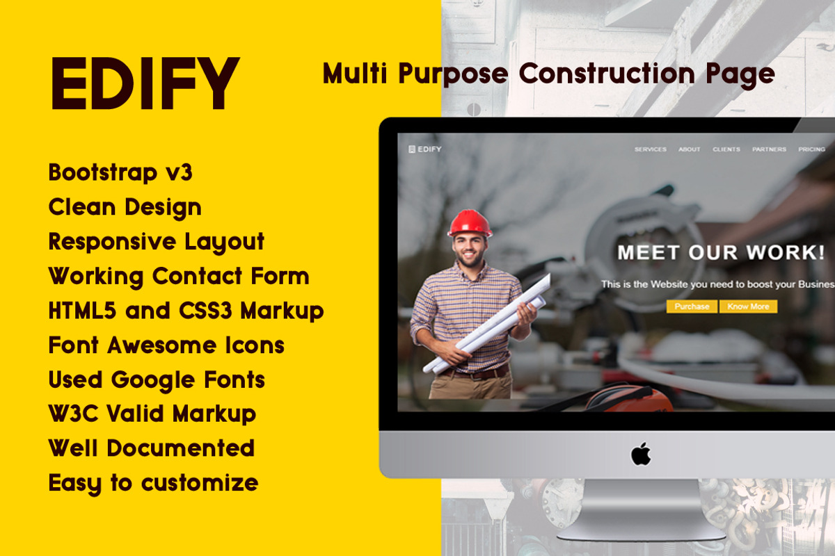 EDIFY - Construction Page, a Bootstrap Template by José Oliveira (Photo 1 of 3)