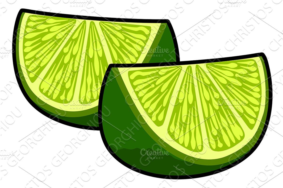 Lime Wedges Citrus Fruit, a Food Illustration by Christos Georghiou