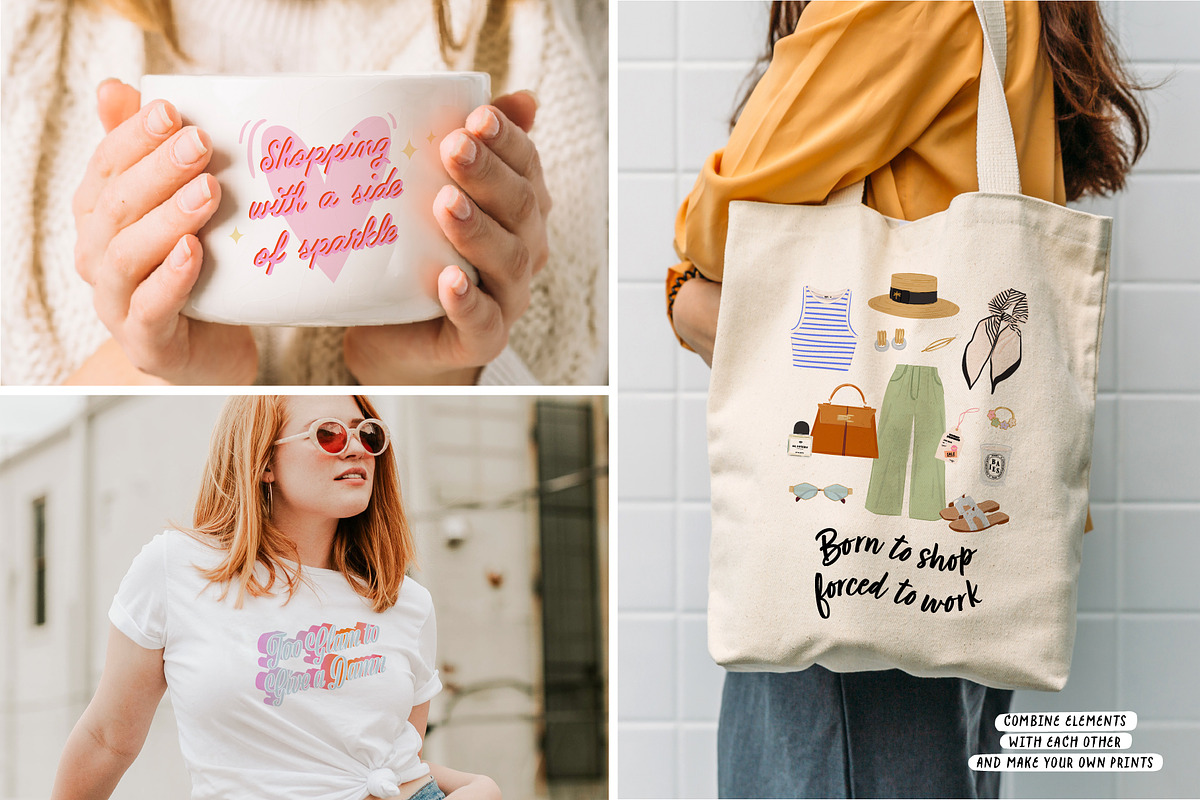 Shopping Girl Clipart Fashion Quotes, an Object Graphic by Ruslana Lubenets (Photo 8 of 15)