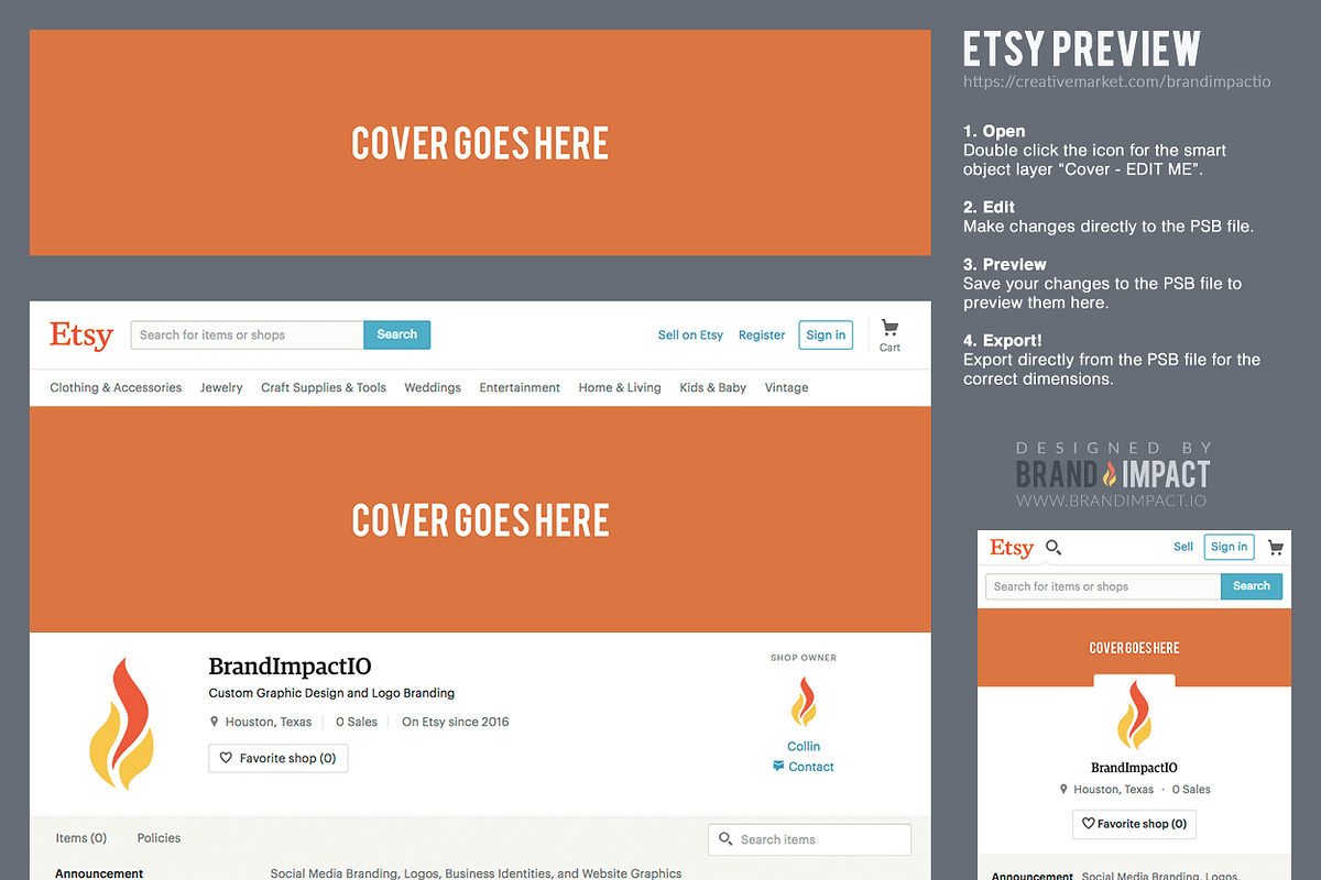 Etsy Cover Image Template, a Product Mockup by Brand Impact