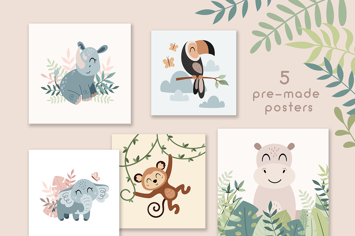 Jungle animals collection, an Animal Illustration by JulzaArt (Photo 3 of 8)
