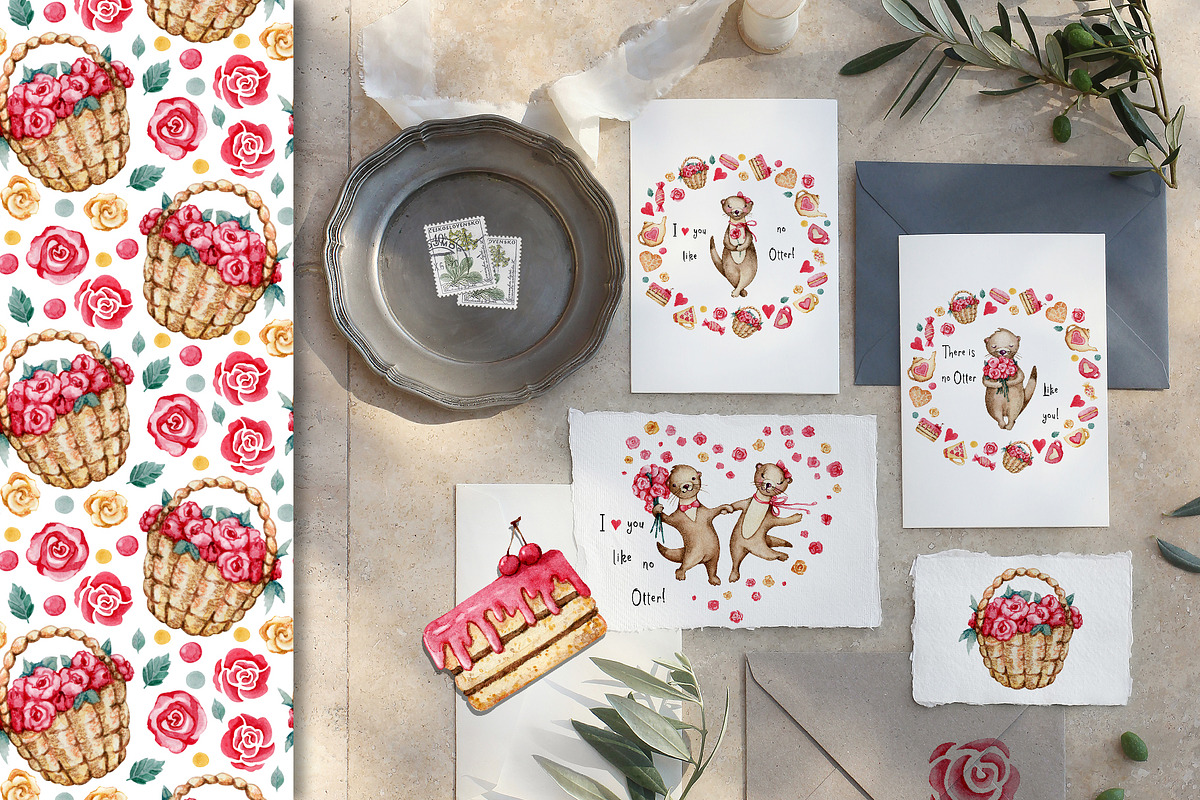 Love Otter, clipart, digital paper, an Animal Illustration by Artmanata (Photo 8 of 17)
