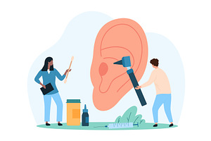 Diagnosis & treatment earache visit, an Object Illustration by Flashvector