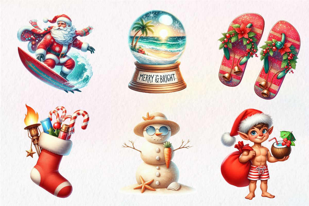 Summer Christmas PNG Watercolor, an Illustration by CreationArt (Photo 3 of 9)
