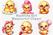Cute Duckling Girl Clipart., an Animal Illustration by GalaDesign03 (Thumbnail 1 of 7)