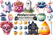 Pastel Halloween Clipart, an Illustration by Black Bird Studio (Thumbnail 1 of 6)
