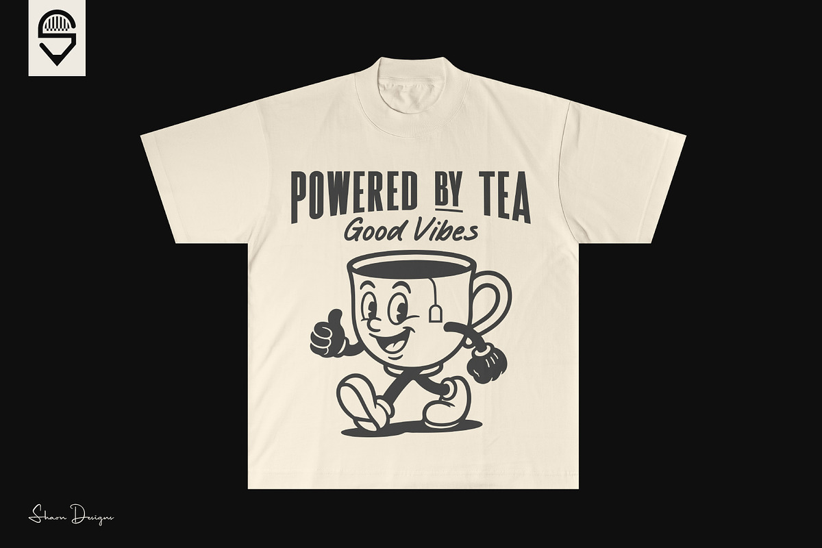 Tea Cup Retro Character T-shirt, a Graphic by shaondesigns (Photo 4 of 4)