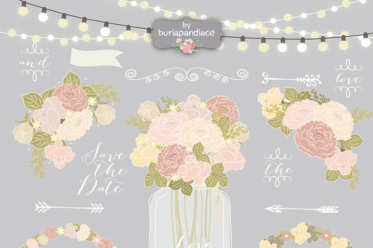 Vector chalk/rustic flower clipart, an Illustration by burlapandlace (Photo 3 of 3)