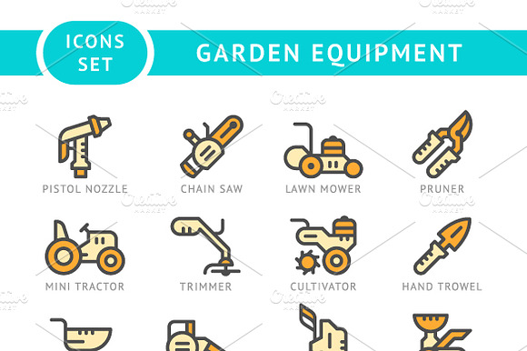 Set Line Icons Of Garden Equipment
