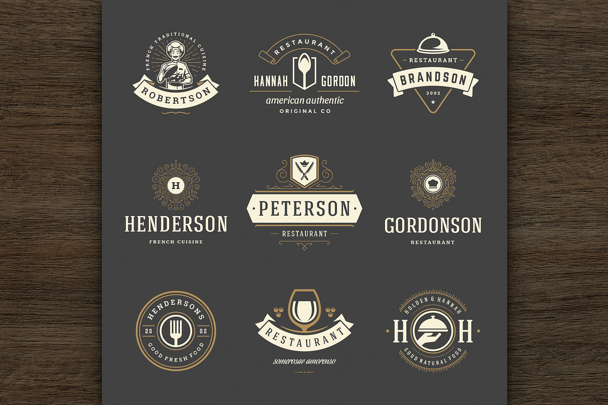 36 Restaurant Logos and Badges, a Branding & Logo Template by Vasya Kobelev (Photo 8 of 18)