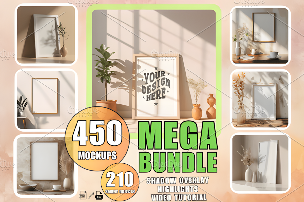Frame Mockup Bundle PSD Wall Art, a Social Media Template by Ink Gallery (Photo 1 of 6)