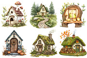 Green Autumn Cottage Clipart, an Illustration by Watercolor design (Thumbnail 5 of 5)
