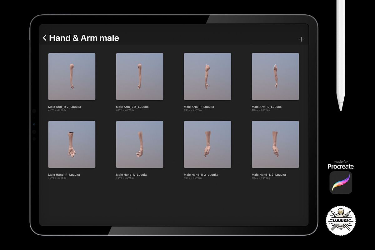 Procreate 3d Models (4K) Arm male, a Brush Add-On by Luuuka studio (Photo 2 of 5)