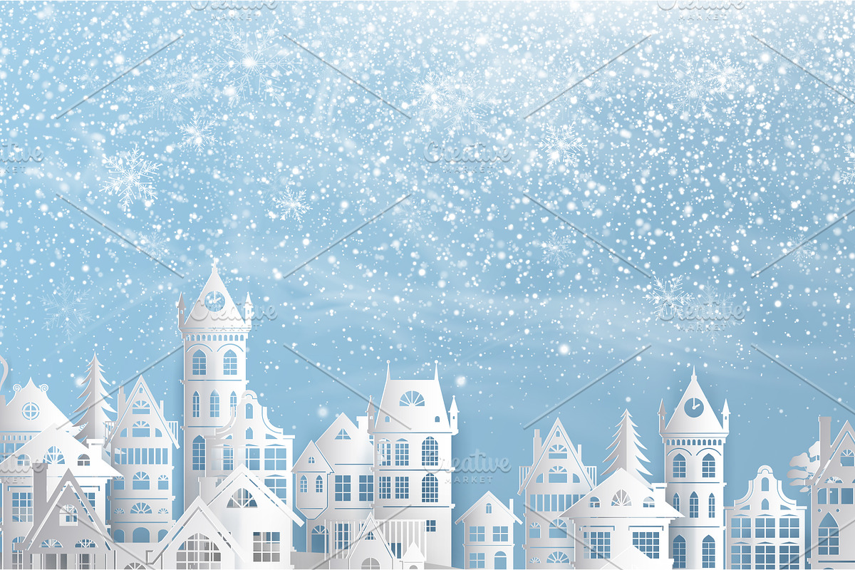 Winter village with snowy houses, a Decorative Illustration by Yayasya (Photo 3 of 3)