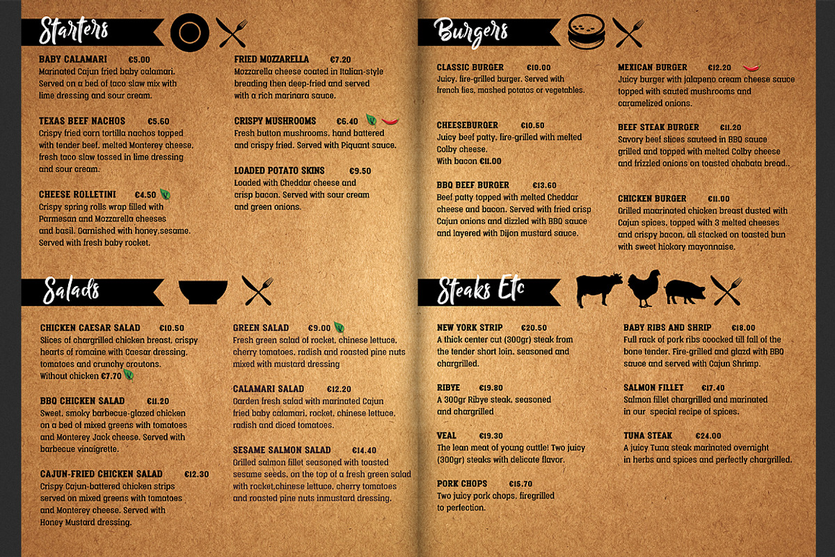 Steak Grill Restaurant Menu Template, a Flyer Template by Hotpin (Photo 3 of 3)