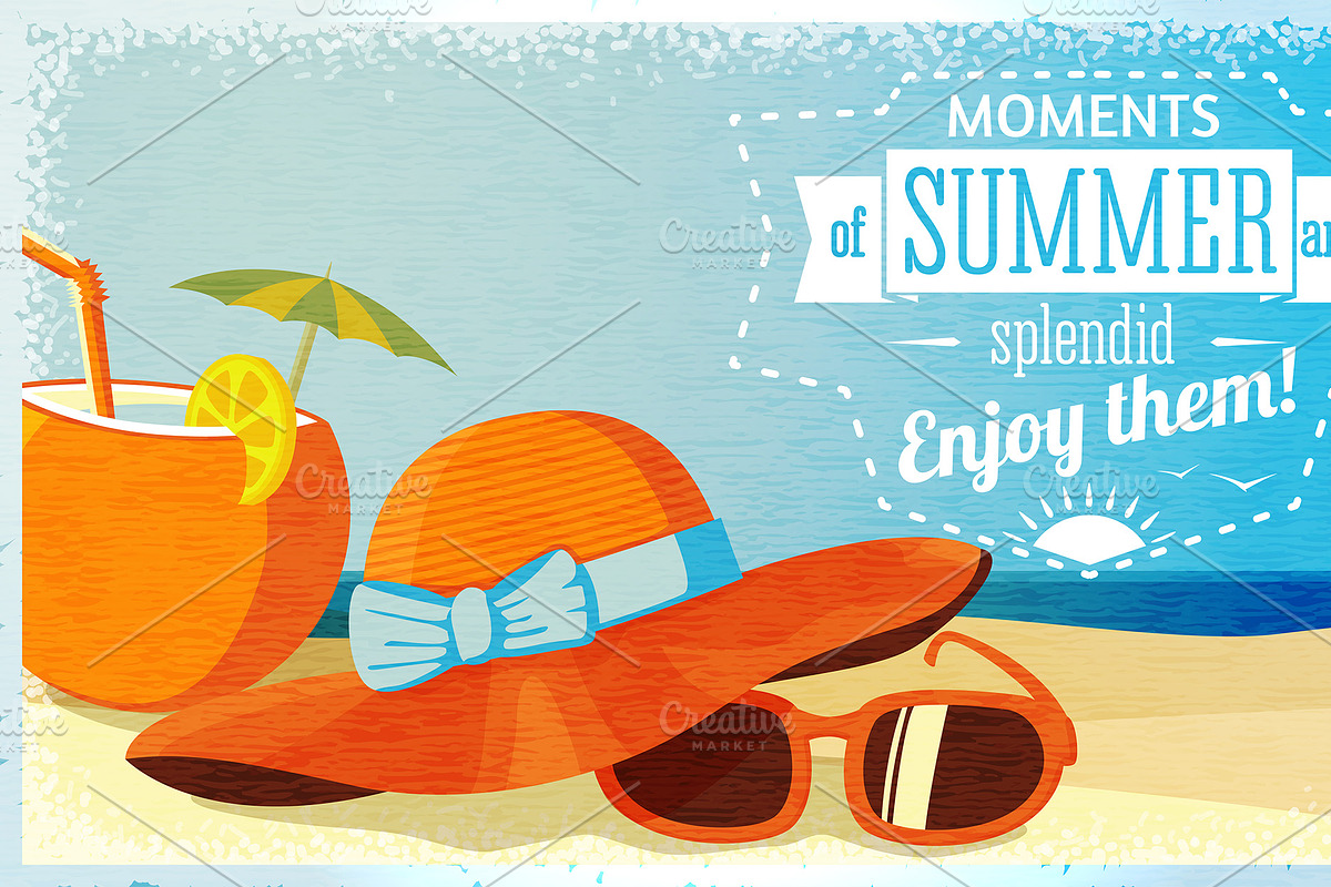 Vector Retro Summer Journey Flyer, an Illustration by Tashal