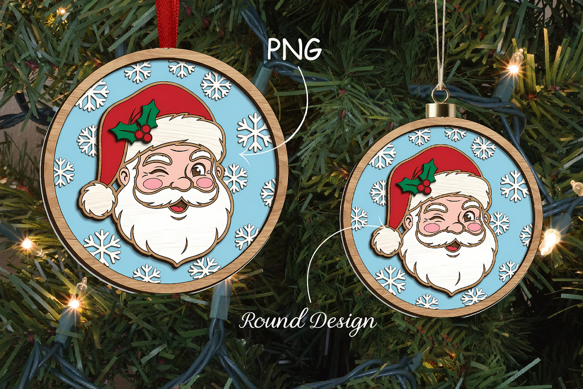Winking Santa Claus Ornament SVG, a Seasonal Illustration by CrexoraLab (Photo 1 of 3)