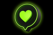 3D Neon Green Heart Chat Bubble Icon, an Arts & Entertainment Photo by microtasker (Thumbnail 1 of 2)