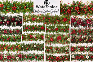 Christmas Border Garland Clipart, an Illustration by SVGArt