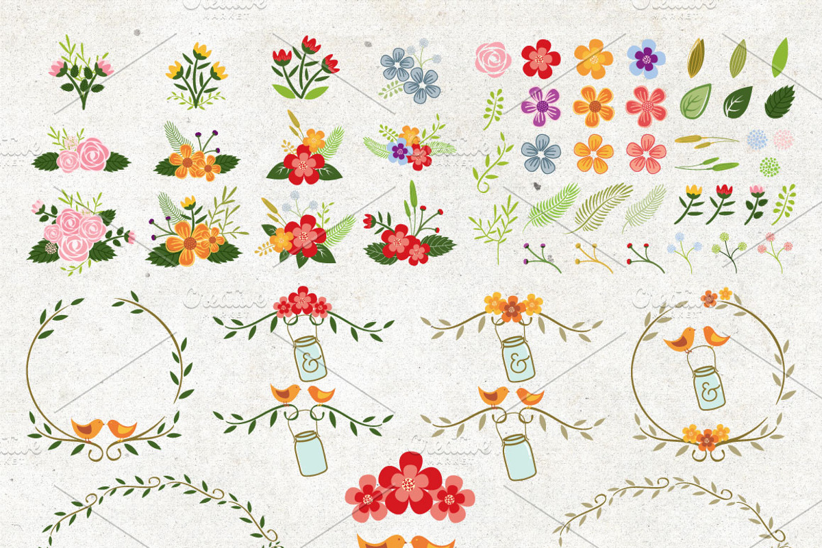 Floral & Birdy Pack, a Decorative Illustration by SasiHouse (Photo 2 of 2)