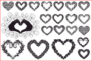 Floral Heart Frame Silhouette Pack, an Illustration by Artivon