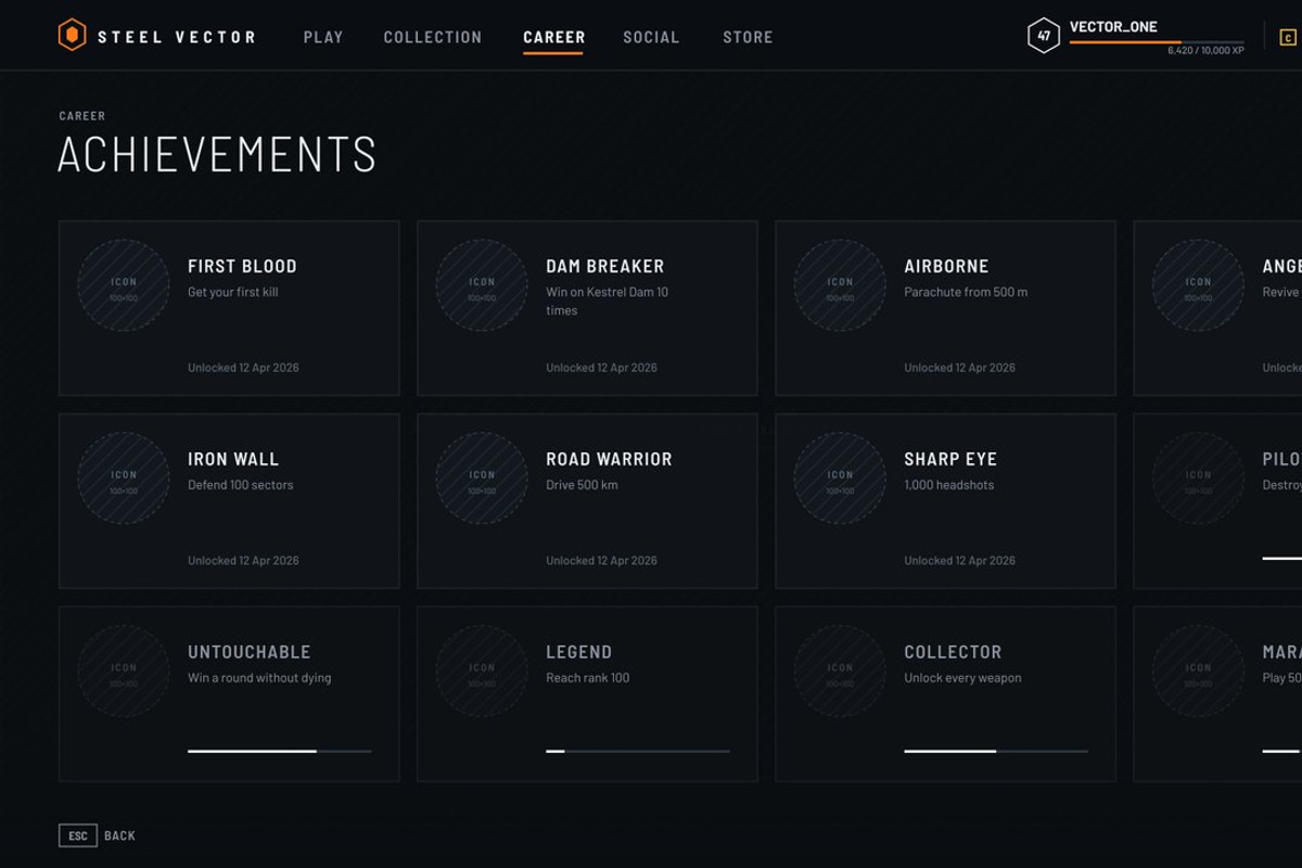 Military FPS Game 100 Screens, an UI Kit Template by pawellpi (Photo 100 of 116)