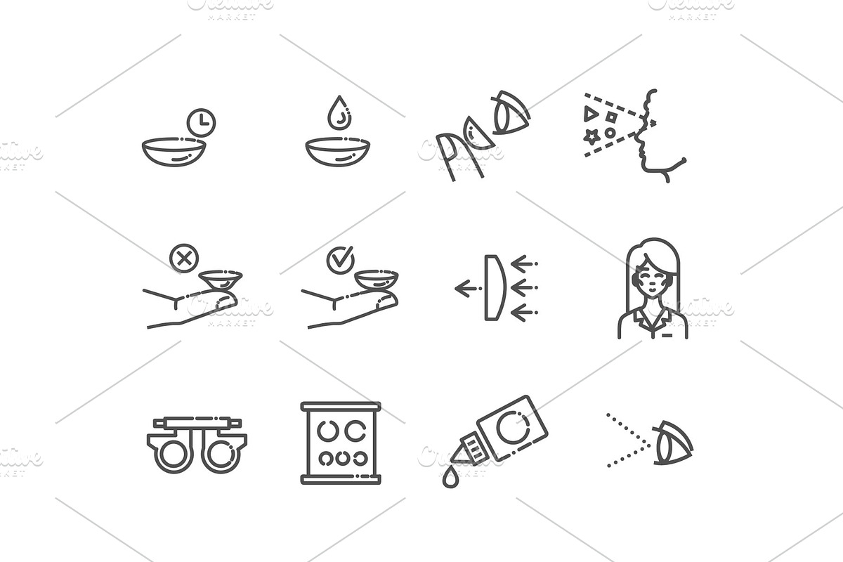 Contact Lenses Icon Set, an Object Graphic by Tettygreen (Photo 3 of 3)