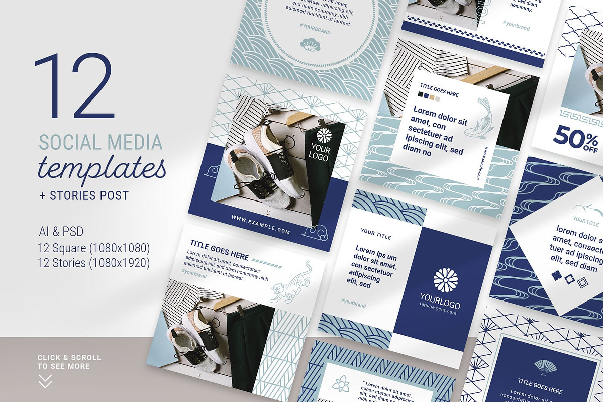 KIMONO Social Media Templates, a Social Media Template by AsianElements (Photo 1 of 9)